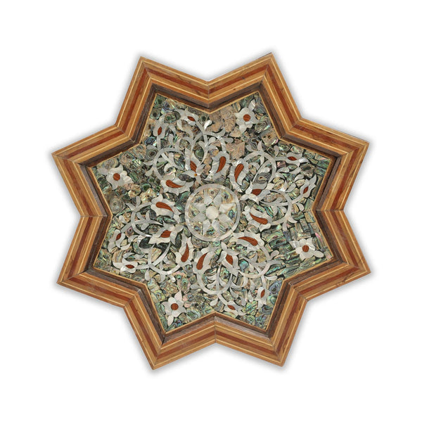 Table Top View of Mother of Pearl Inlaid Star Shaped Coffee Table