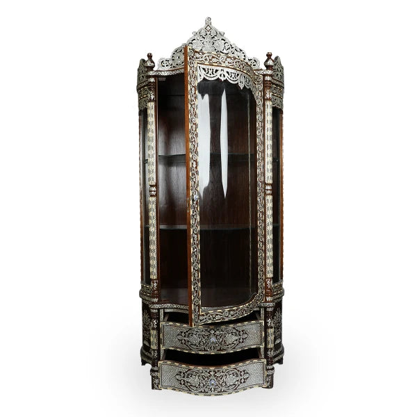 Front View of Mother of Pearl Inlaid Syrian-Design Cabinet