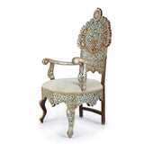 Angled Side View of Mother of Pearl Inlaid Syrian Chair