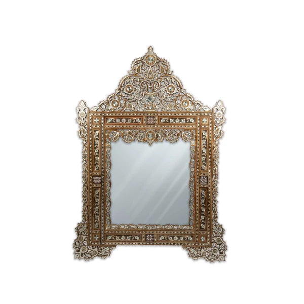 Front View of Mother of Pearl Inlaid Syrian Mirror