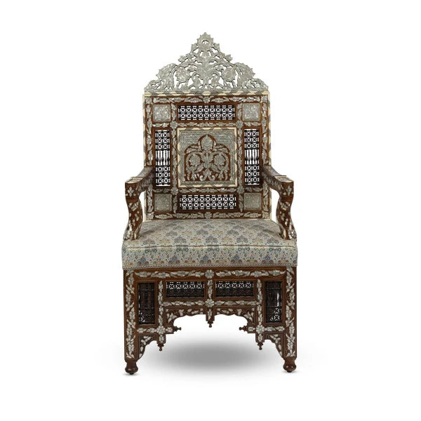 Front View of Mother of Pearl Inlaid Throne Suit Chair