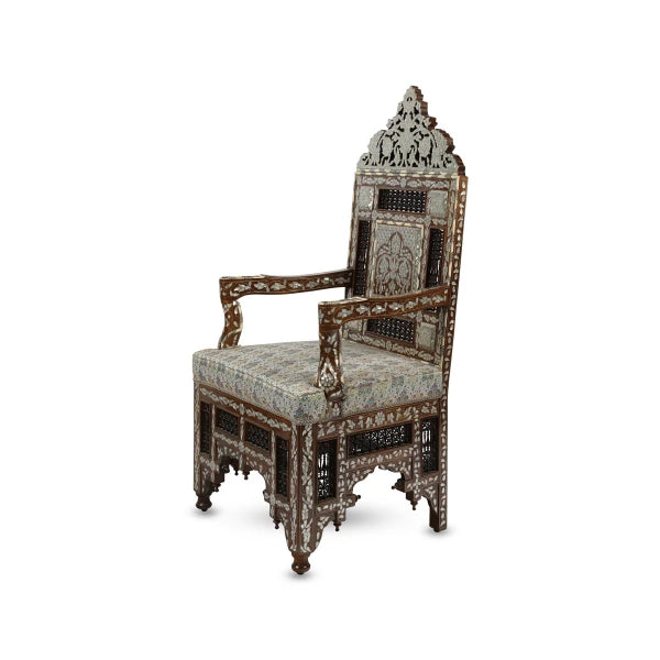 Angled Side View of Mother of Pearl Inlaid Throne Suit Chair