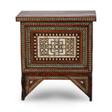 Front View of Mother of Pearl Inlaid Wooden Baby Console