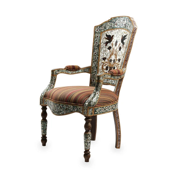 Angled Side View of Mother of Pearl Inlay Armchair