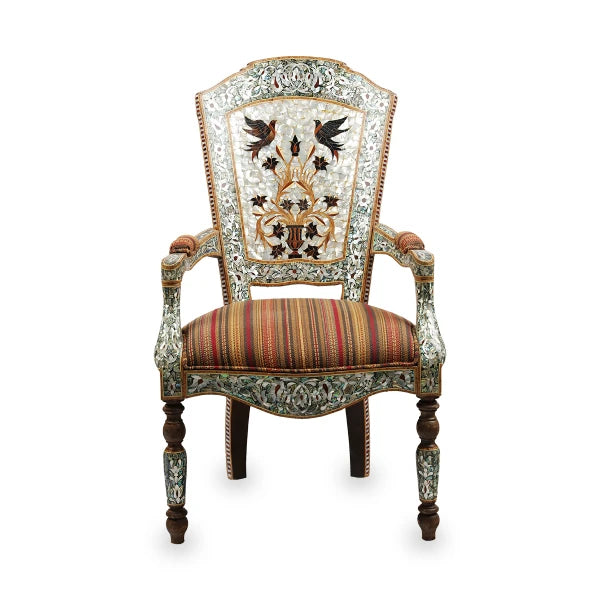 Front View of Mother of Pearl Inlay Armchair