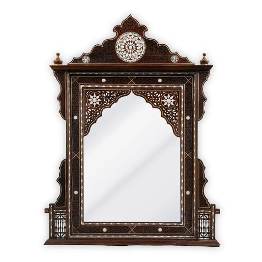 Front View of Mother of Pearl Inlay Levantine Mirror