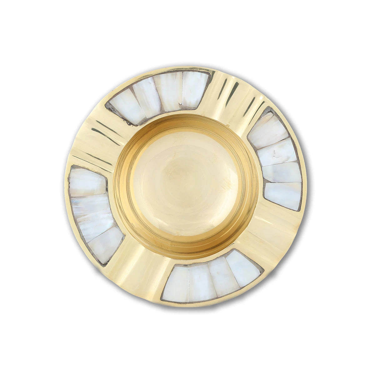 Top View of Mother of Pearl Rounded Ashtray - Gold Variant
