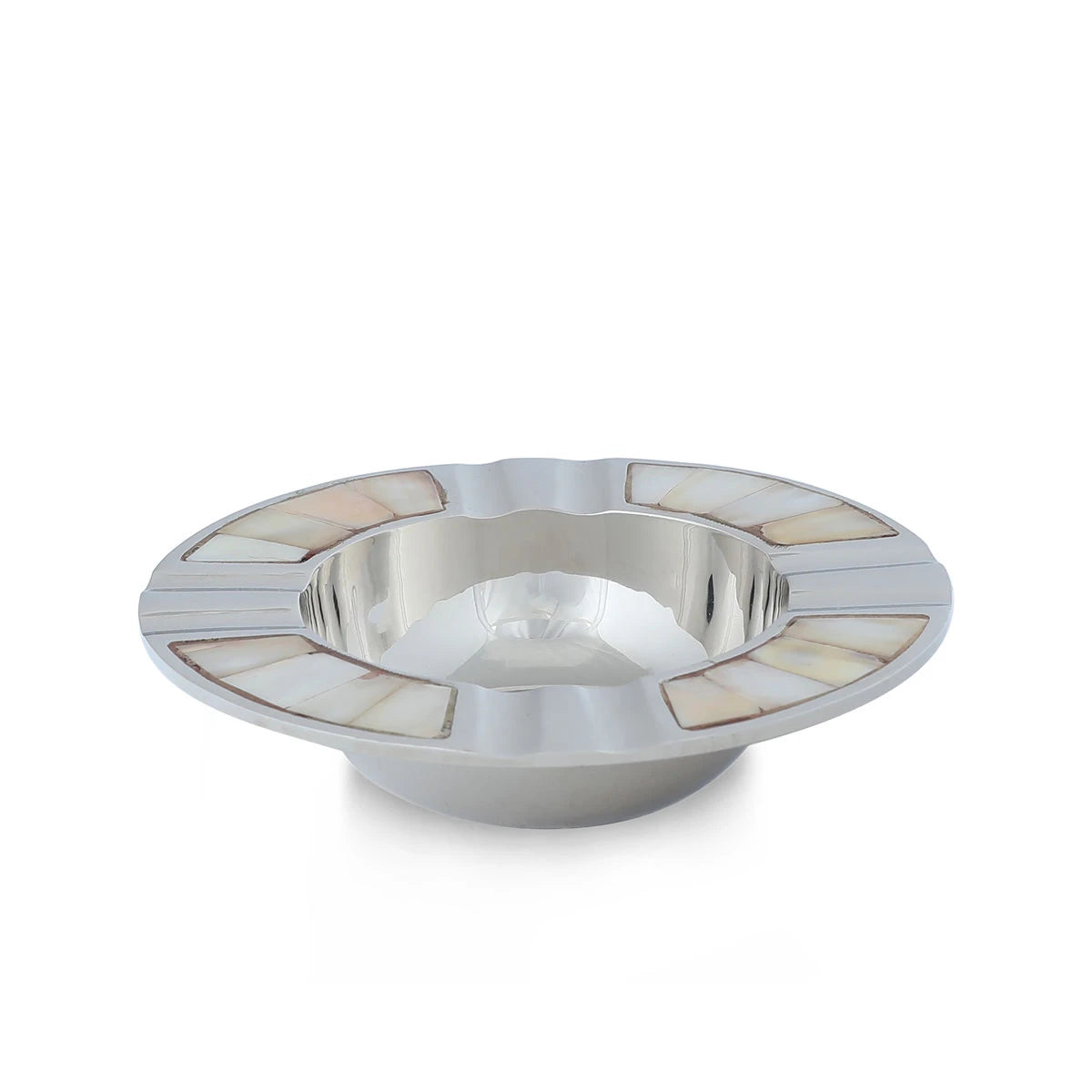 Side View of Mother of Pearl Rounded Ashtray - Silver Variant