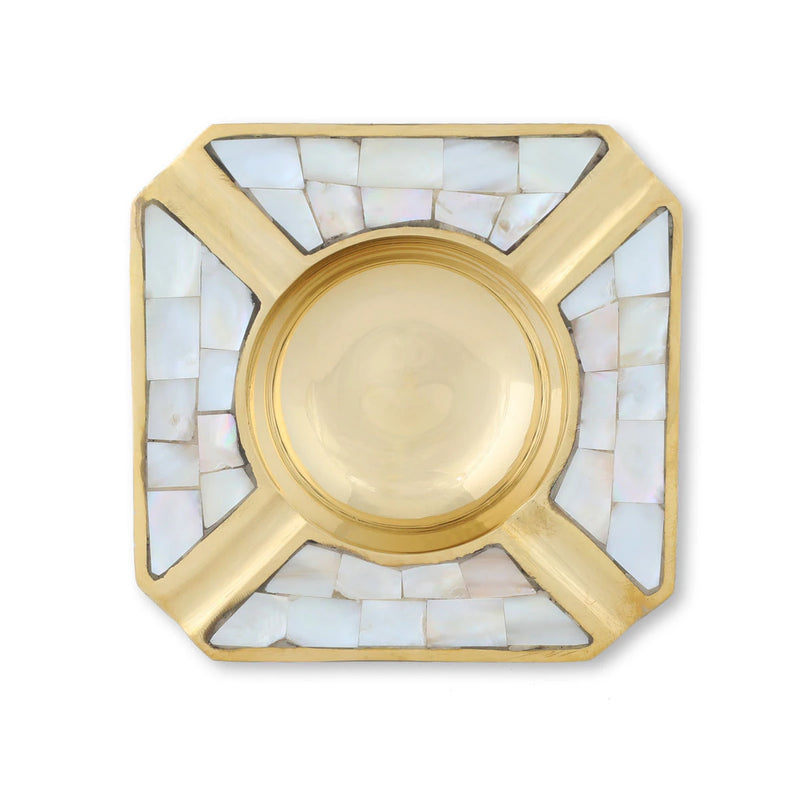 Top View of Mother of Pearl Squared Ashtray - Gold Variant