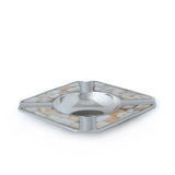 Angled Side View of Mother of Pearl Squared Ashtray - Silver Variant