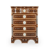 Front View of Multi-Drawer Oriental-Design Console