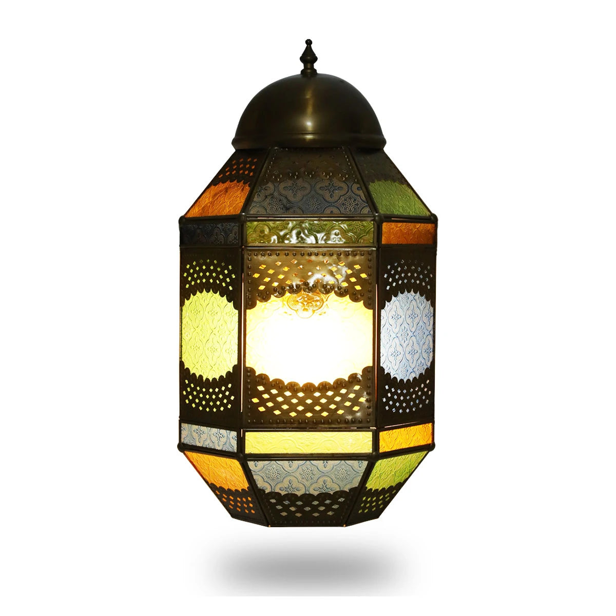 Front View of Multicolor Wall Sconce with lights on