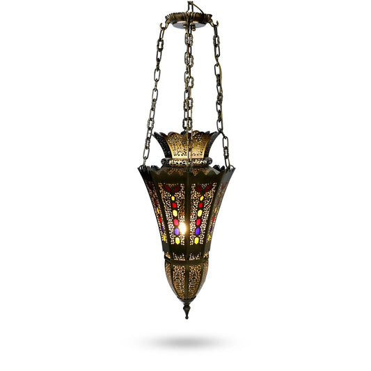 Front View of Multicolored Beads Pendant with Bulbs On 