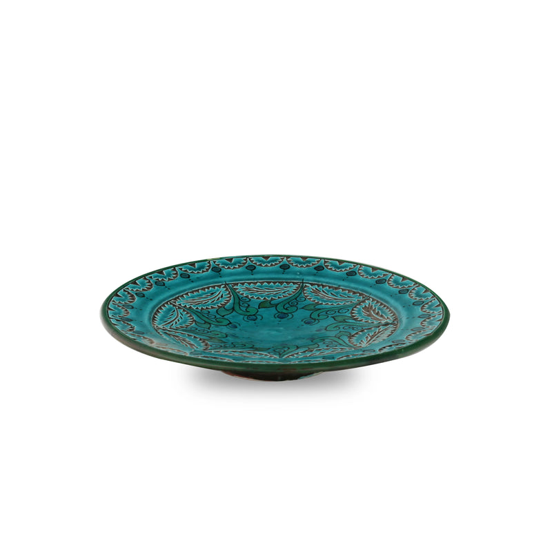 Front angled view of Multicolored Dish Plate - Blue Variant