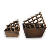 Front View of Two Bronze Metal Ashtray