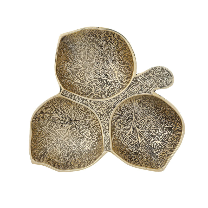 Top View Leaf-Shaped Brass Snack Bowl- Gold