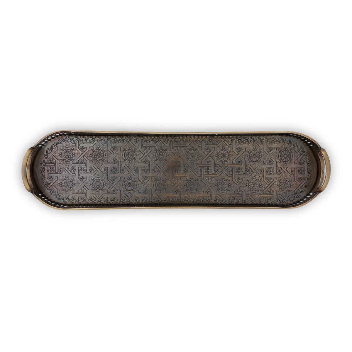 Top View of Oblong Brass Tray - Brass
