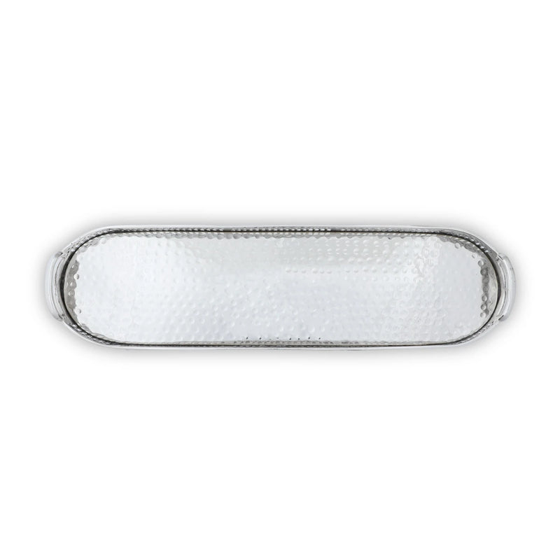 Top View of Oblong Brass Tray - Silver