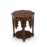 Angled Top View of Octagonal Flat Top Brown Table