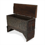 Angled Side View of Oriental Syrian Design Wood Console with Open Top 