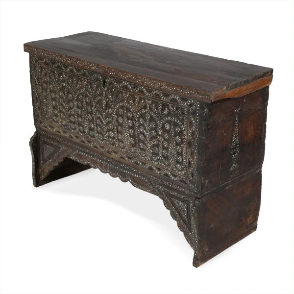 Angled Side View of Oriental Syrian Design Wood Console