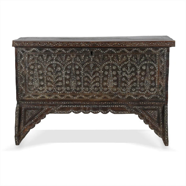 Front View of Oriental Syrian Design Wood Console