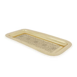 Side View of Ornamental Brass Rectangular Tray - Gold