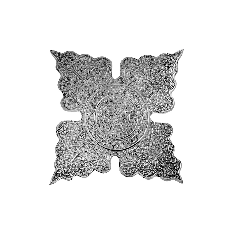 Top View of Ornate Fruit Tray - Silver Variant