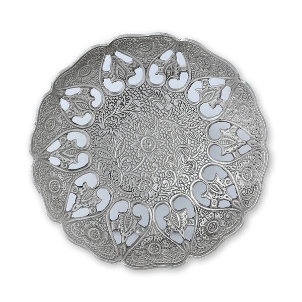 Top View of Top Angled Front View of Ornate Gulab Décor Bowl