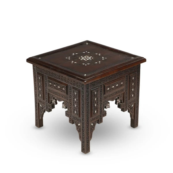 Angled Corner View of Ornate Square Table