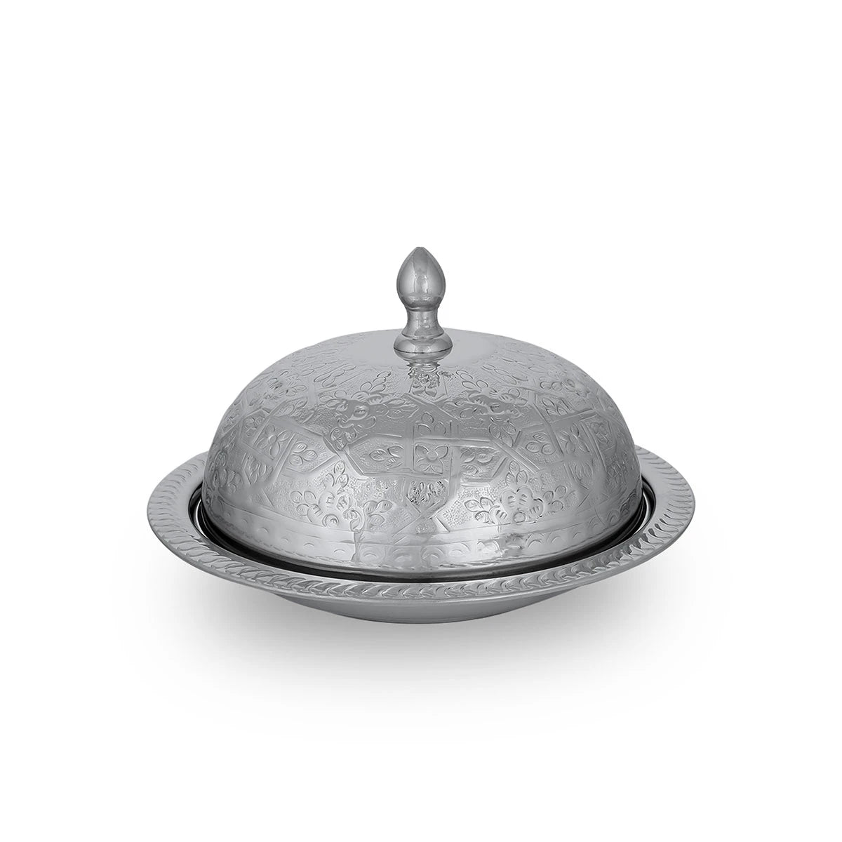 Front View of Ornated Brass Tagine