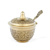 Front View of Ornated Sugar Pot - Gold