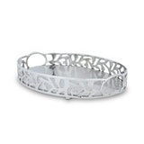 Angled Side View of Oval Tray - Silver