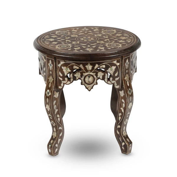 Angled Side View of Patterned Victorian Legged Coffee Table