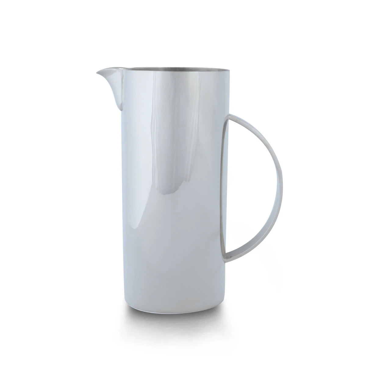 Side View of Plain Brass Jug - Glossy Silver