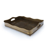 Angled Side View of Plain Tray - Brass