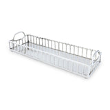 Angled Side View of Rectangular Brass Tray - Silver