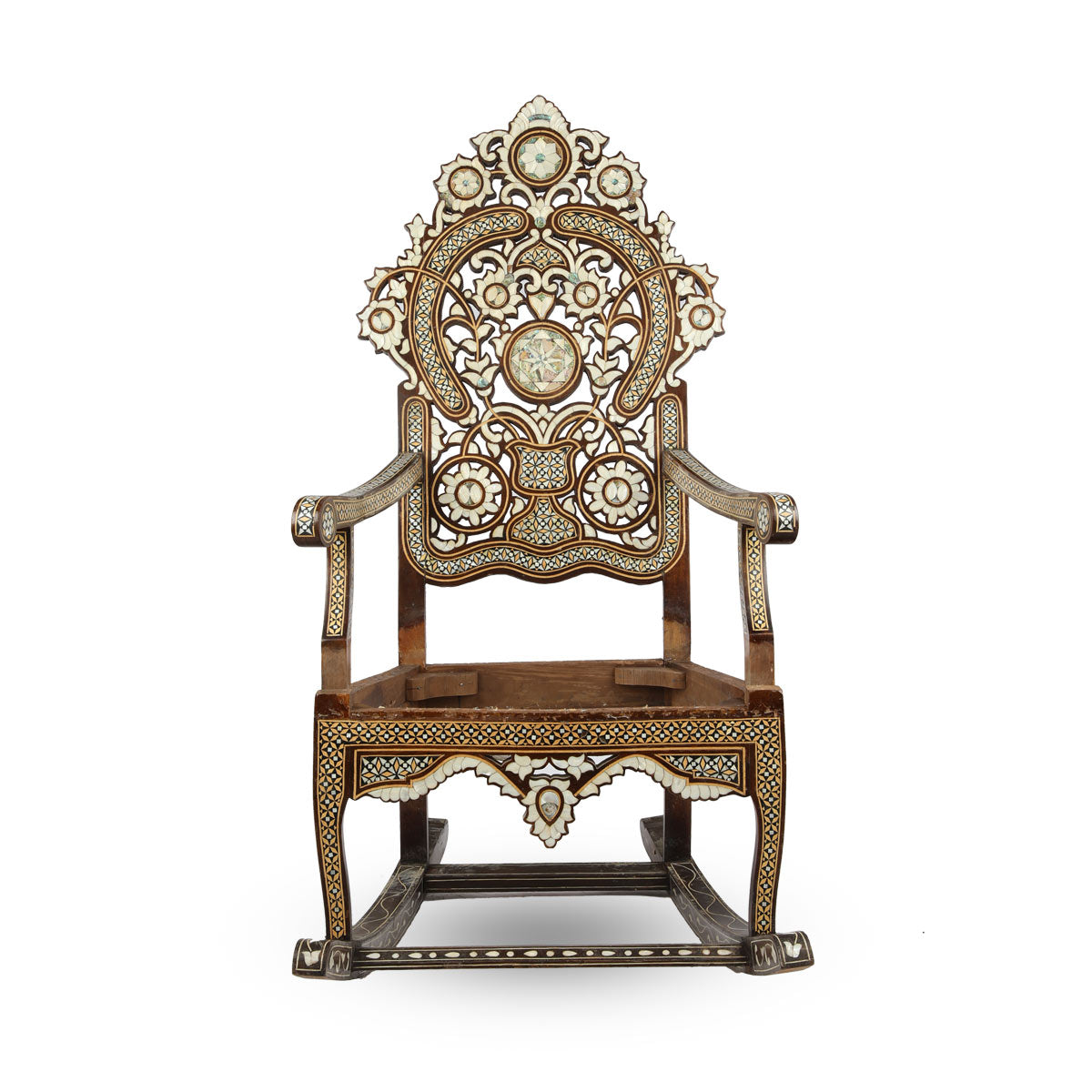 Buy Marquetry Inlaid Rocking Chair With Mother of Pearl Online- Tarrab