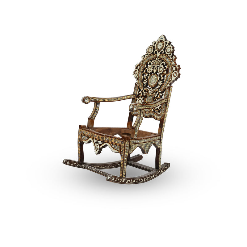 Angled Side View of Rocking Chair With Mother of Pearl