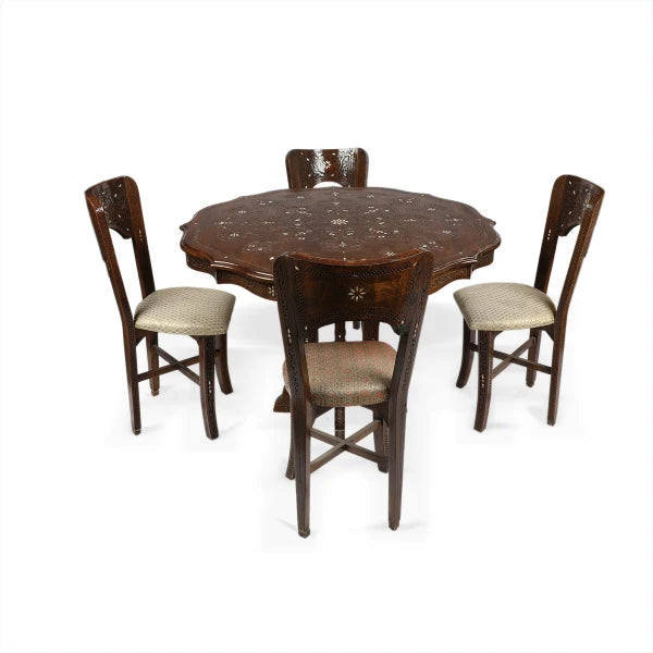 Complete View of Rounded Dining Table Set