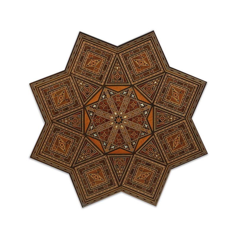Table Top View of Royal Arabian Dining Chair Showcasing Elegant Marquetry Inlays