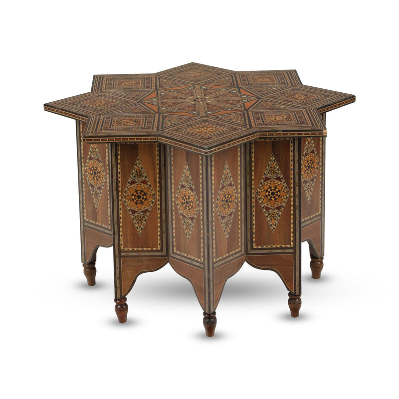 Angled Front View of Royal Arabian Dining Chair Showcasing Elegant Marquetry Inlays