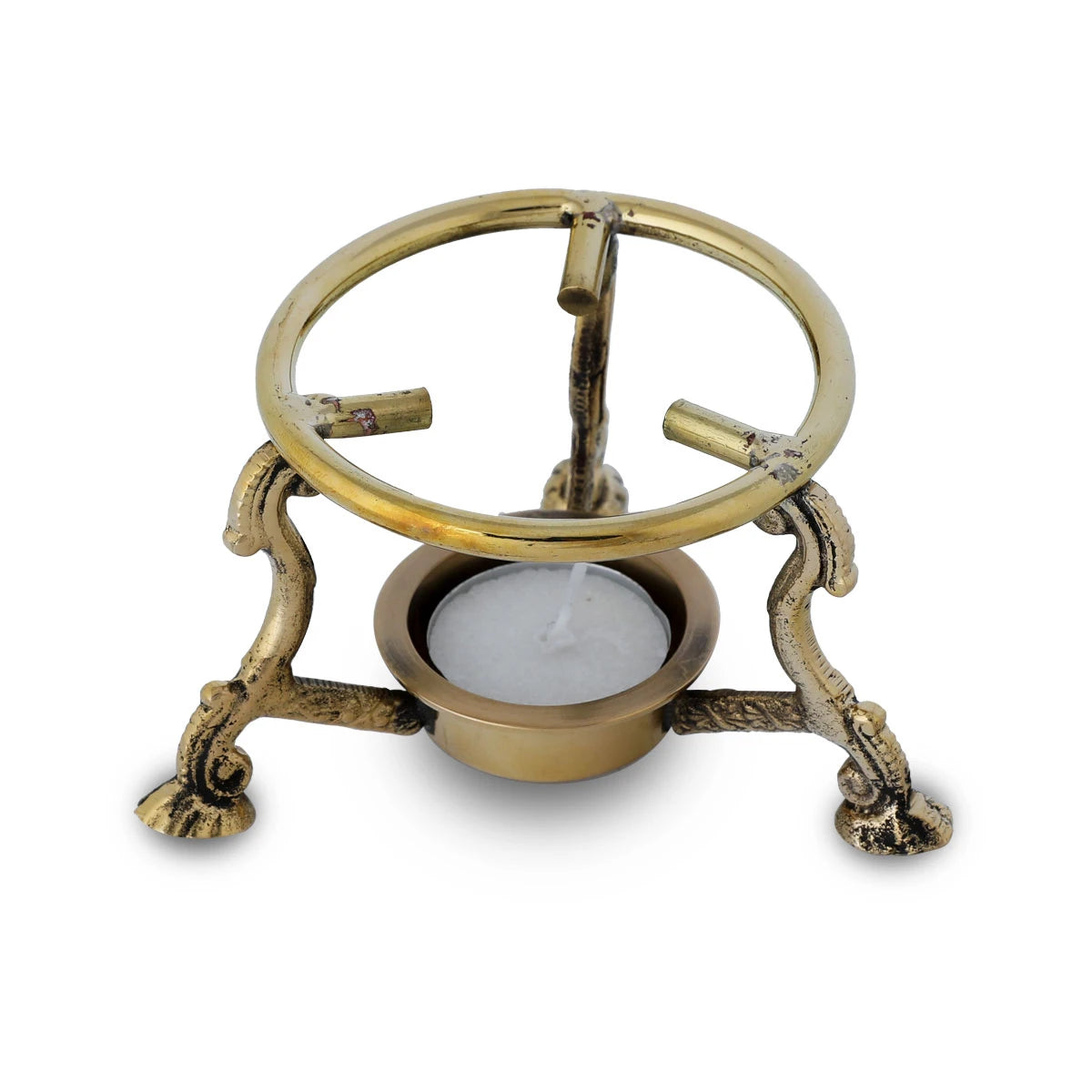Angled Top View of Scented Oil Warmer - Brass