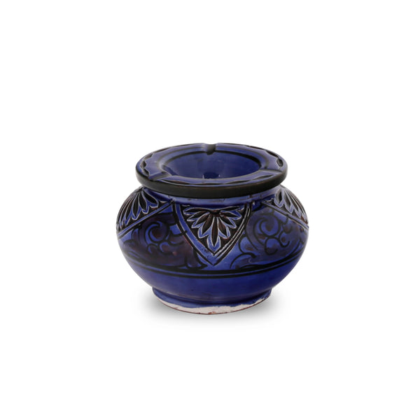 Front View of Sculpted Azure Blue Ashtray