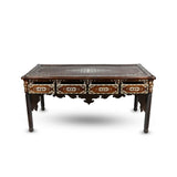 Front Angled Top View of Sleek Mother-of-Pearl Inlaid Table
