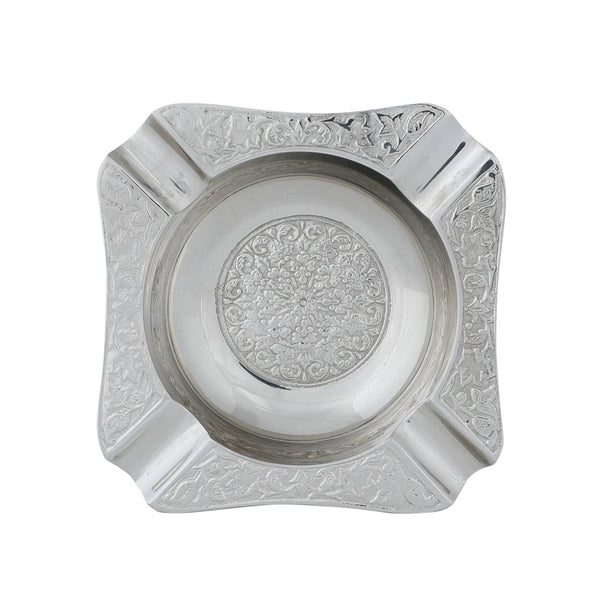 Top View of Solid Brass Ashtray - Silver Color