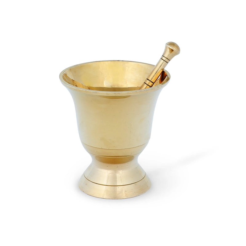 Shinny Gold Color Solid Brass Mortar with Pestle