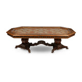 Side View of Solid Edged Wooden Mosaic Pedestal Table