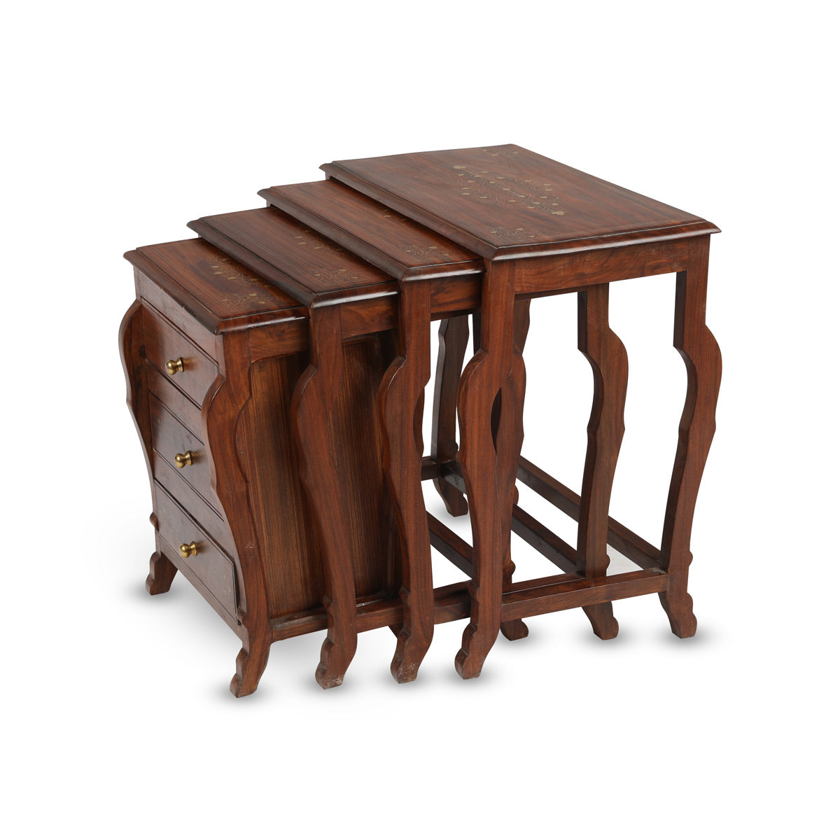 Angled Side View of Solid Set of Four Tables