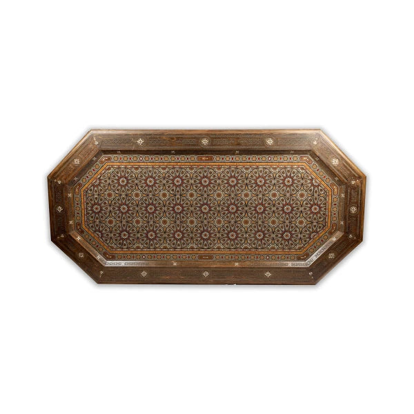 Top View of Solid Syrian Design Wooden Mosaic Table